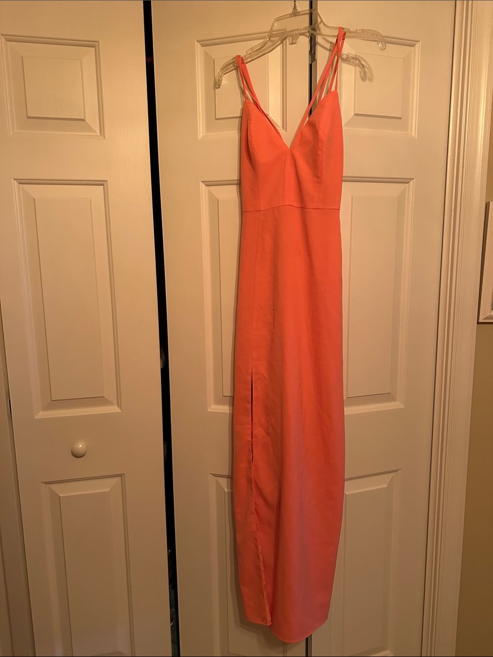 NBD Coral Spaghetti-Strap V-Neck Maxi Dress, NWT
